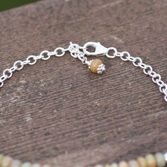 Natural Untreated Welo Opal Bracelet Sterling Silver , 14th Anniversary - Picture 5 of 5